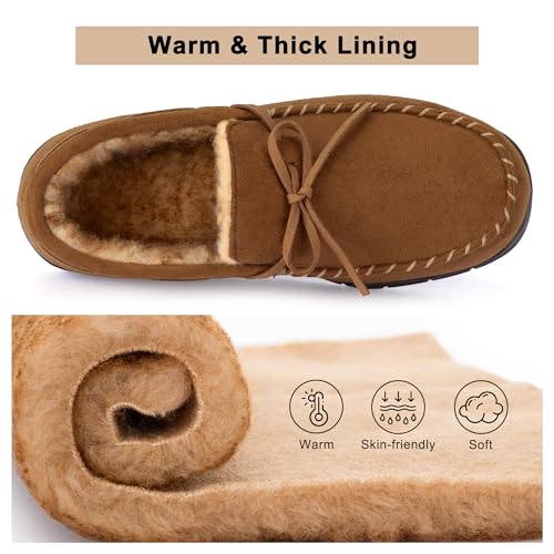 Image of ULTRAIDEAS Men's Luke Moccasin Slippers Memory Foam Cozy House Slippers, Warm Comfy Slippers for Men, Indoor Outdoor Loafer Anti-Slip Home Shoes