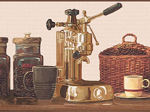 Dundee-Deco-DDAZBD9188-Peel-and-Stick-Wallpaper-Border-Kitchen-Maroon-Brown-Coffee-Wall-Border-Retro-Design-15-ft-x-7-in-457m-x-1778cm-Self-Adhesive Dundee Deco DDAZBD9188 Peel and Stick Wallpaper Border Kitchen Maroon Brown Coffee Wall Border Retro Design 15 ft x 7 in 457m x 1778cm Self Adhesive