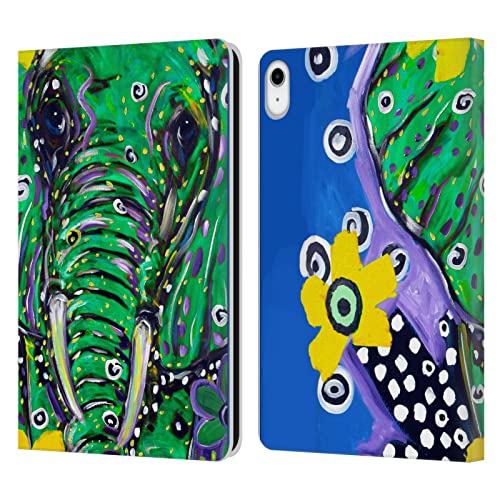 Étui portefeuille en cuir iPad 10.9 2022/2025 à rabat avec motif éléphant