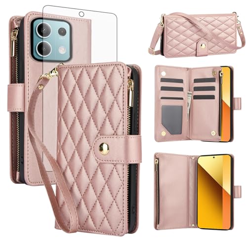 Housse Xiaomi Redmi Note 13 5G pliable en cuir avec film écran antichoc
