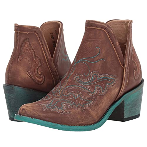 Corral Boots Women's Q0099 Leather Embroidery Snip Toe Western Casual Cowgirl Shoes, Cognac, 9 #TOP4