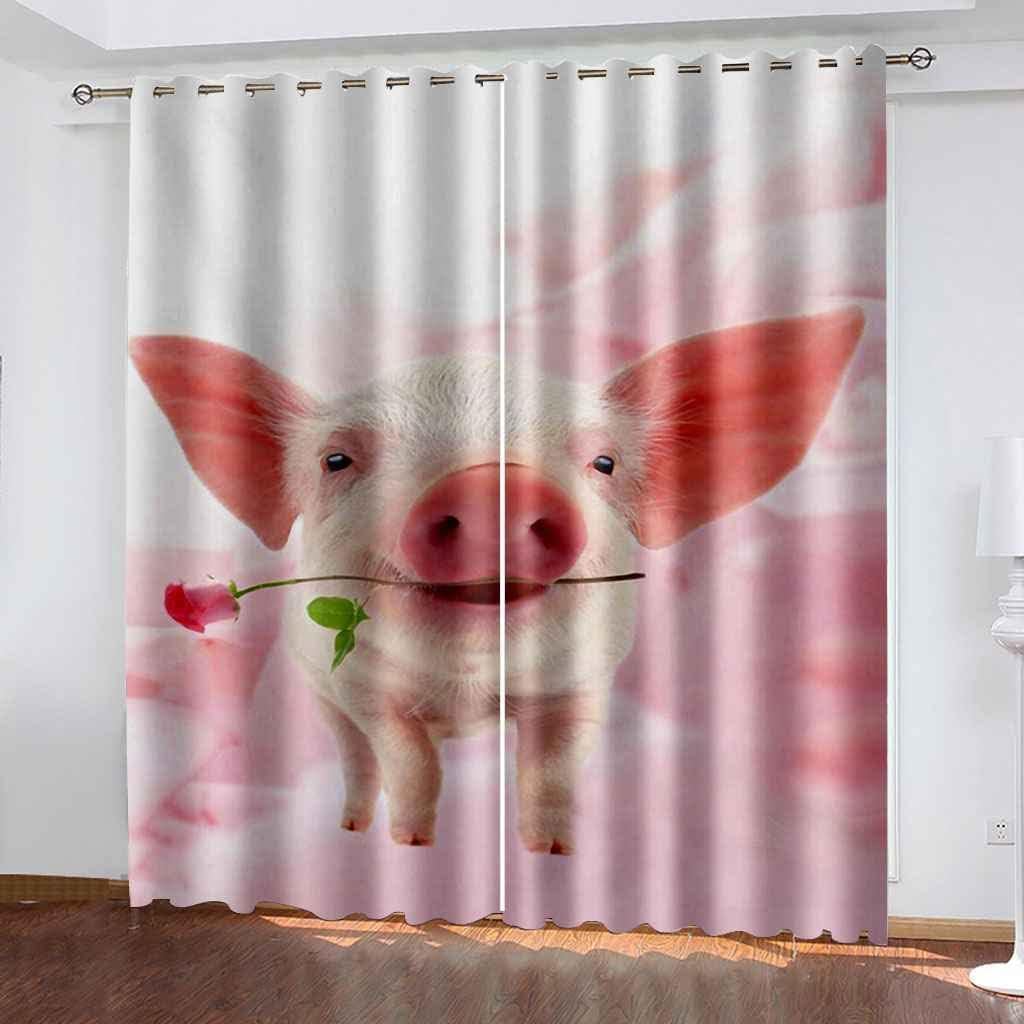 Isolés thermiquement opaques rideaux 3D cochon x2