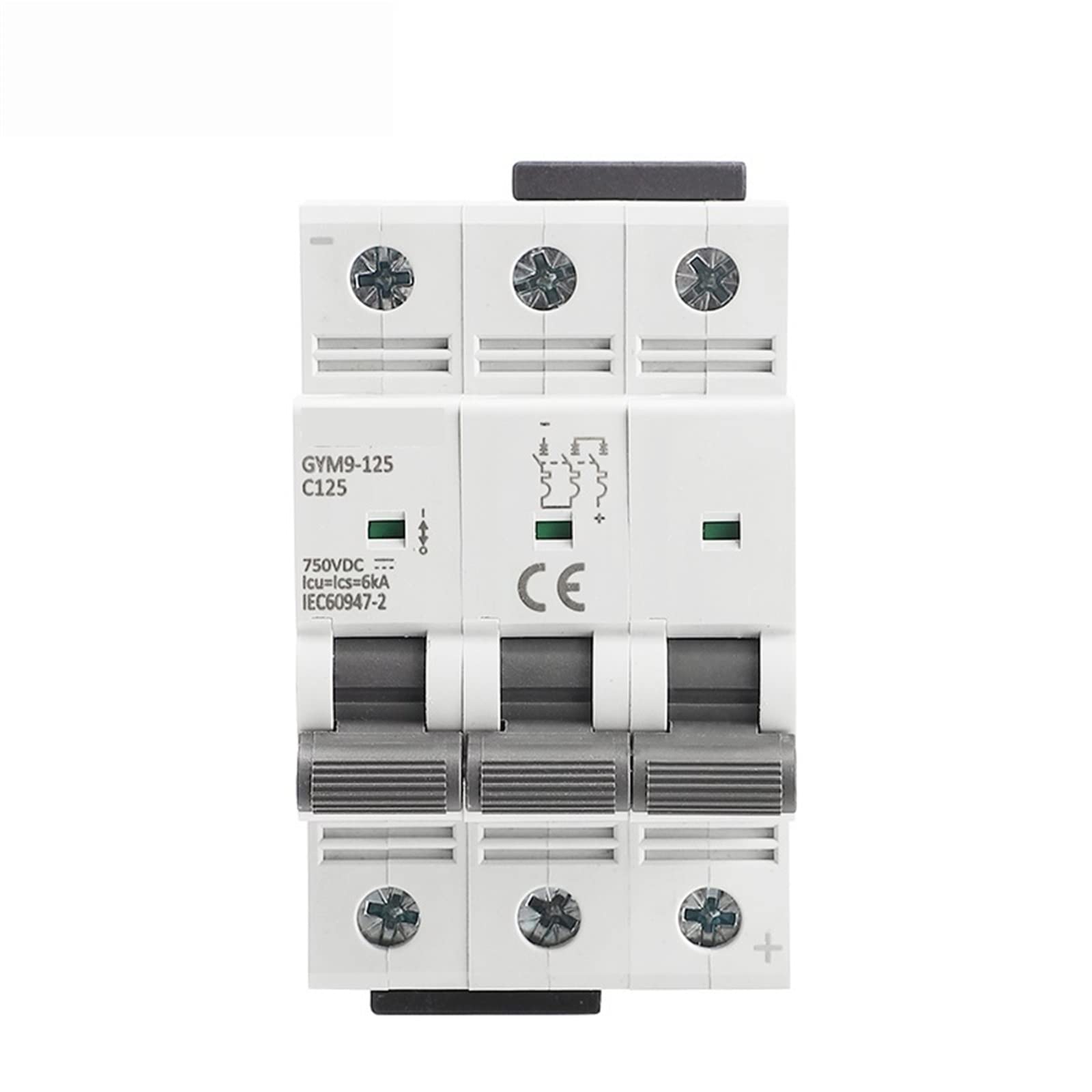 Interruptor MCB 100A trifásico y automático con 6KA de poder de corte sobre carril DIN 7