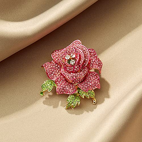 Image of EVER FAITH Women's Austrian Crystal Blooming Beautiful Rose Flower Brooch