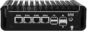 HUNSN Micro Firewall Appliance, Mini PC, Mikrotik, OPNsense, VPN, Router PC, Intel Alder Lake-N 12th Gen N100, RJ44, 4 x 2.5GbE I226-V, 2 x HDMI, DP, TF, Type-C, 16G DDR5 RAM, 128G SSD