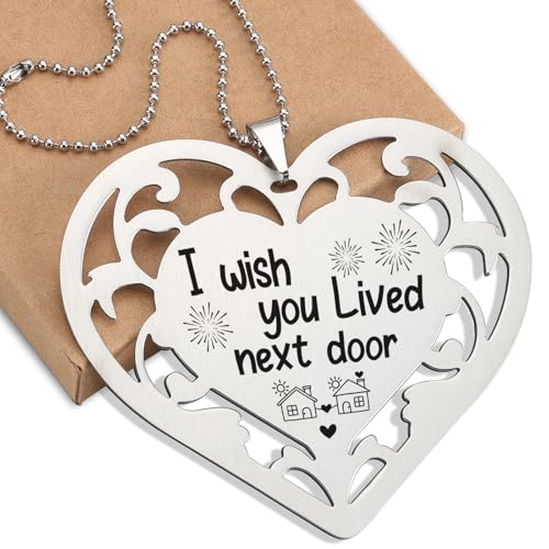 Image of Neighbor I Wish Sign, Appreciation Going Away Retirement Gift for Neighbor Coworker Friend Bestie, Welcome Blessing Gift, Housewarming Christmas Ornament Keepsake Heart Hanging Ornaments-LGP20