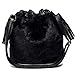 Heidi Women Faux Fur Winter Fashion Shoulder Bag Barrel Shape Drawstring Satchel Purse