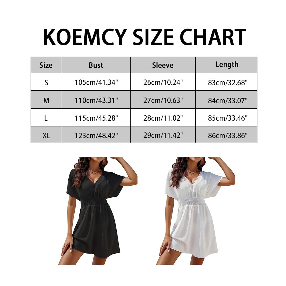 Robe de Plage Femme Eté Col en V Sexy Cache-Maillots Soirée Taille Haute Courtes Décontractée de Beachwear