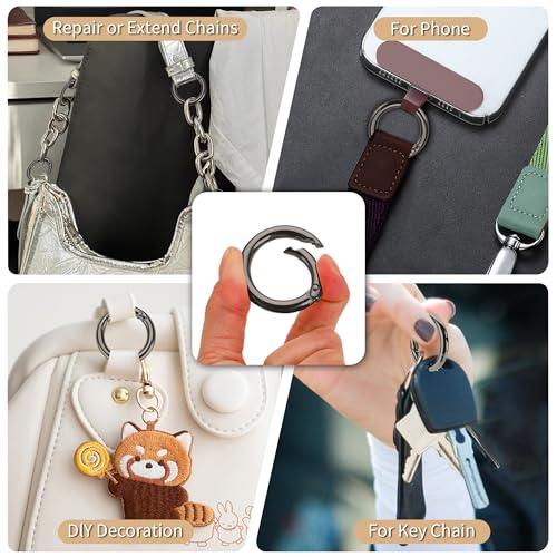 Image of Gkeygo Key Ring Clip, 4 /5 Inch Keychain Rings, 8 Pack Round Carabiner Clip for Keys, Buckle, Bags, Purses - Key Chain Hooks Replacement Keychains Lanyard DIY Crafts, Gunmetal