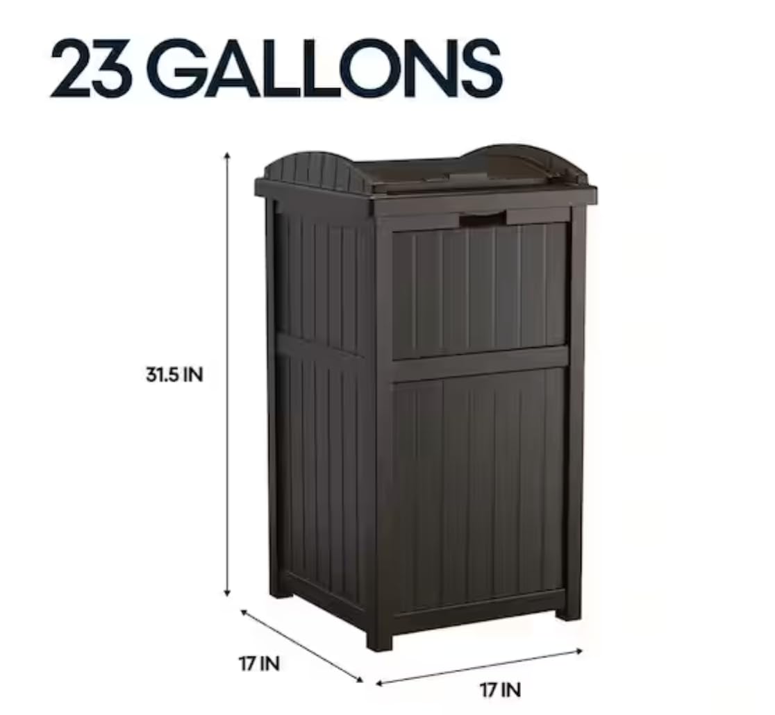 30 Gallon Brown Outdoor Trash Can with Lid IN40672