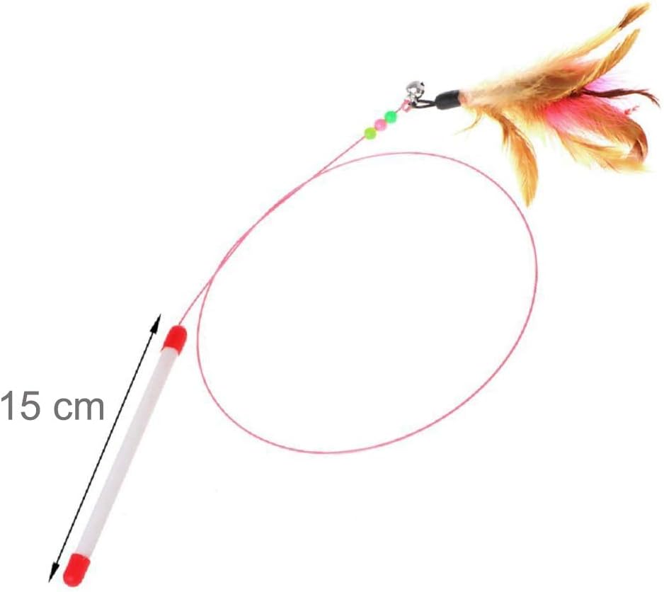 SLSON Feather Teaser Cat Toy, Interactive Cat Catcher and Exerciser Wand for Cats and Kitten Playing, with Feather, Bell and Flexible Wire 6 51la4H+ALGL. AC SL1000
