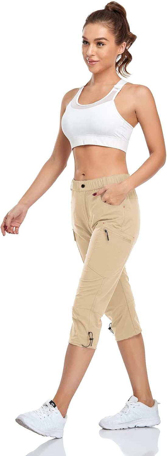 Women's Capri Pants Lightweight Outdoor Cargo Hiking Capris Quick Dry UPF 50 with Zipper Pockets - Image 3