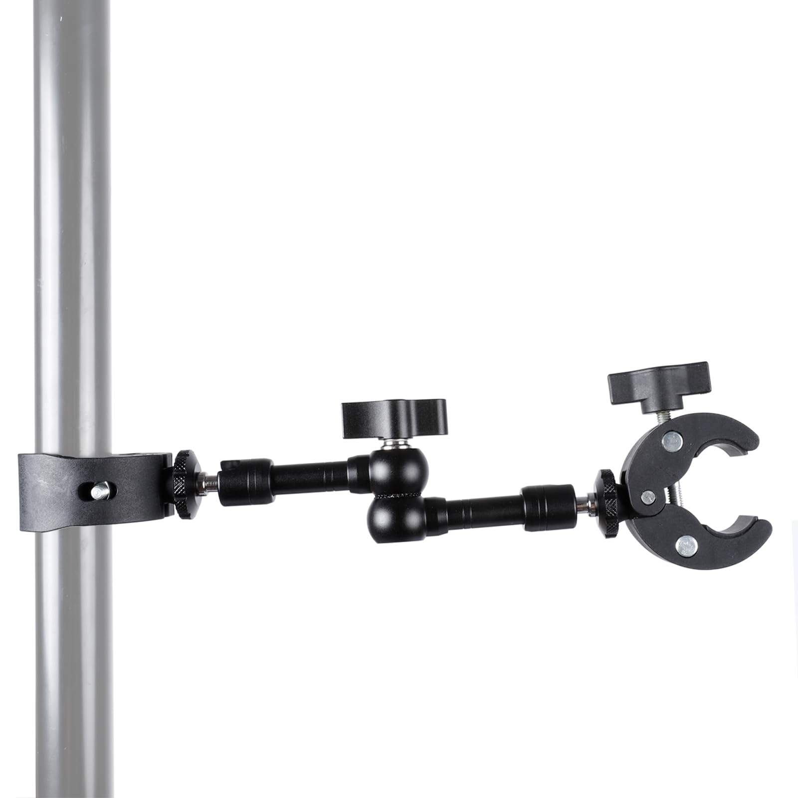 PellKing Super Double Clamp Camera Mount Umbrella Clamp, with 360° Magic Arm Double 1/4”-20 Adapter for Umbrella, Pole, Desktop, Strollers, Motorcycle