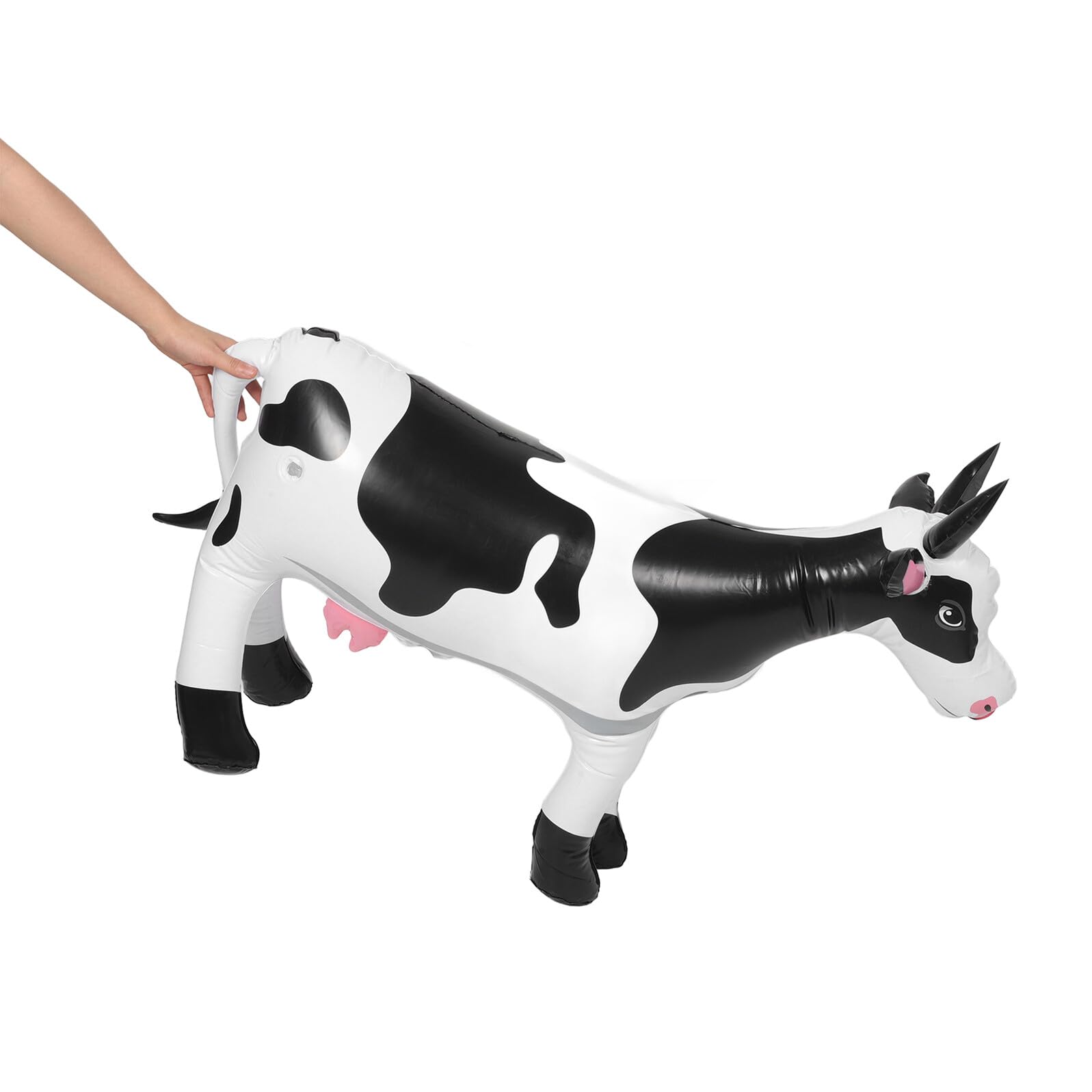 Mucca Gonfiabile Grande 90 Cm Bianca per Feste a Tema Animali da Fattoria, Giocattolo Gonfiabile Sicuro per Adolescenti, Decorazioni Gonfiabili da Giardino per Esterni