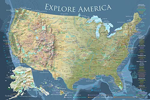 National Parks Map Poster - Usa Travel Destinations Poster 30X20 Inches #TOP9