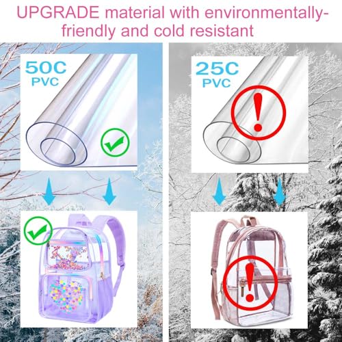 Image of AGSDON Clear Backpack, Heavy Duty Transparent Bookbag, See Through PVC Backpacks for Women Men