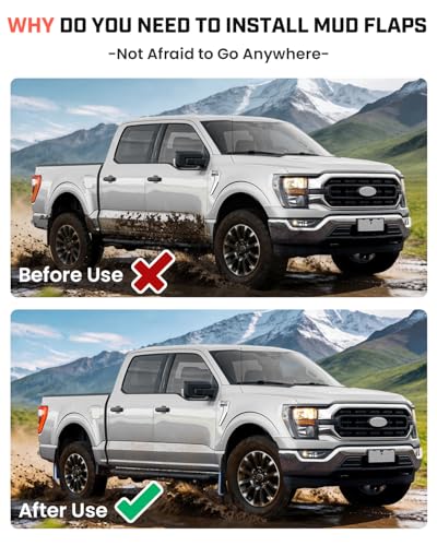 Image of Autorder Mud Flaps for Ford F150 F-150 2021-2026 Accessories All-Weather Splash Guards Protect Paint Mudflap No Drilling Required Mud Guard Body Kits for F150 Set 4PCS
