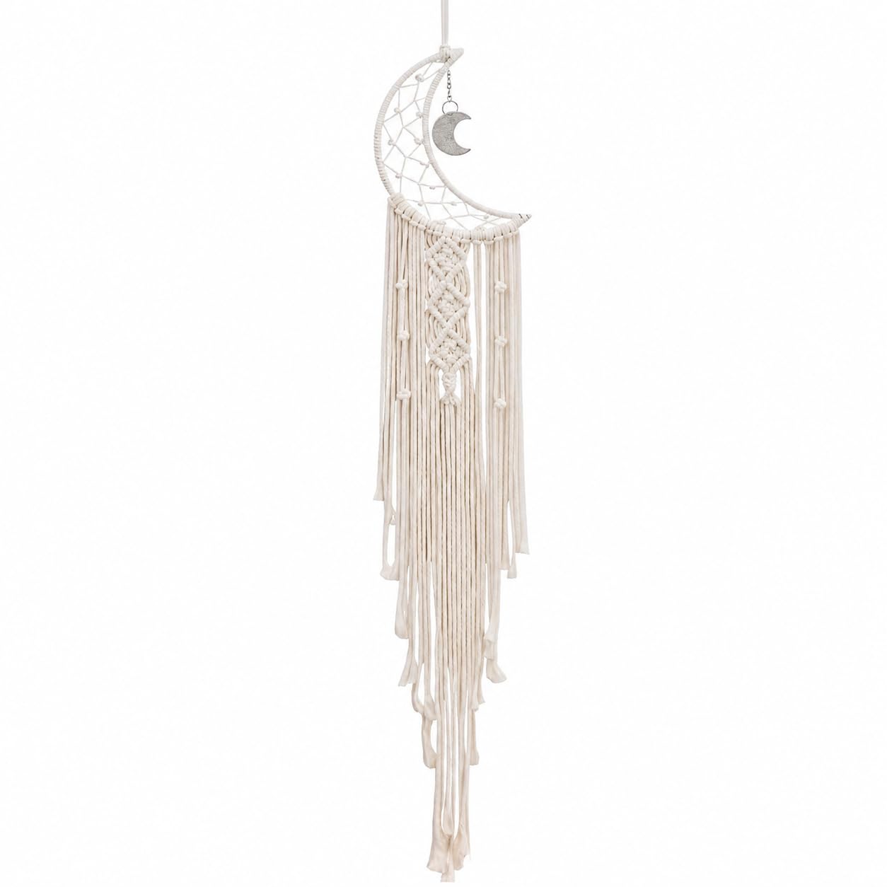 Macrame Wall Hanging Moon Dream Catcher Woven Bohemian Tapestry Home Decor for Bedroom Wedding Party Ramadan Christmas Ornament Craft Gift (Moon)
