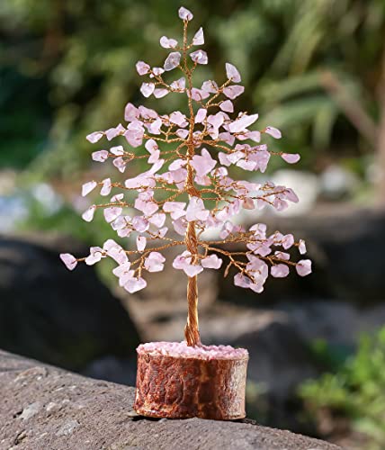 Image of ZAICUS Rose Quartz Crystal Tree of Life Feng Shui Bonsai Gift