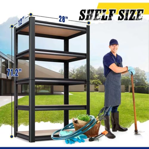 Image of 4-Pack Garage Shelving Unit, Heavy Duty Metal Storage Shelves,71 inch H x 28 inch W x 12 inch D 1900 LBS Total Capacity, Adjustable Boltless Steel Racks for Garage, Pantry, Basement, Warehouse, Black