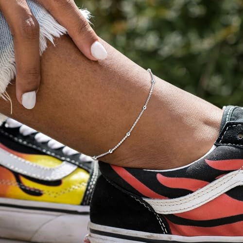 ChicSilver 925 Sterling Silver Ankle Bracelet for Women, Simple Durable Cuban Link/Figaro/Twist Rope Chain Anklets for Beach Party(with Gift Box) - Image 5