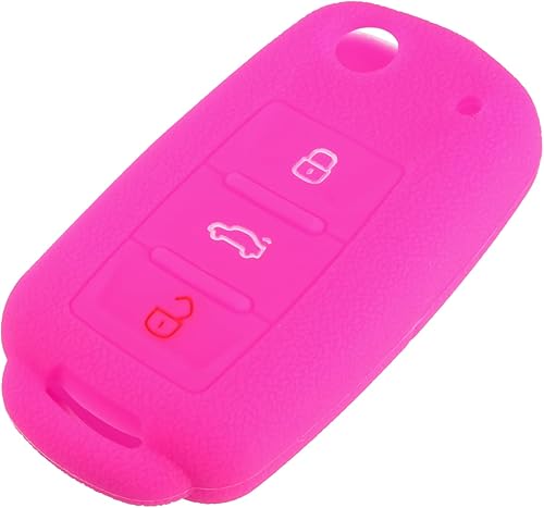 X AUTOHAUX 1 funda de silicona para llavero Volkswagen Jetta GTI Passat Golf Tiguan Touareg CC Eos Rosa Rojo