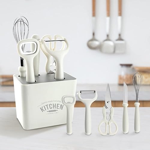 Miniatura 8 de HADEWEITE - Juego de herramientas para pelar y cortar accesorios de cocina para el hogar kit de pelador de frutas verduras asas antideslizantes y