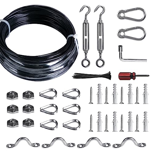 Brightown String Lights Hanging Kit for Outdoor, Includes 100Ft Stainless Steel(304) Suspension Rope...