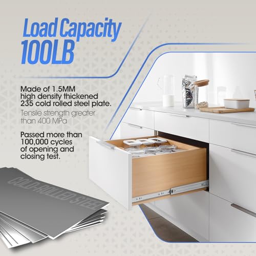 image for BAIDICE 1 Pair Full Extension Ball Bearing Drawer Slides 8 10 12 14 16