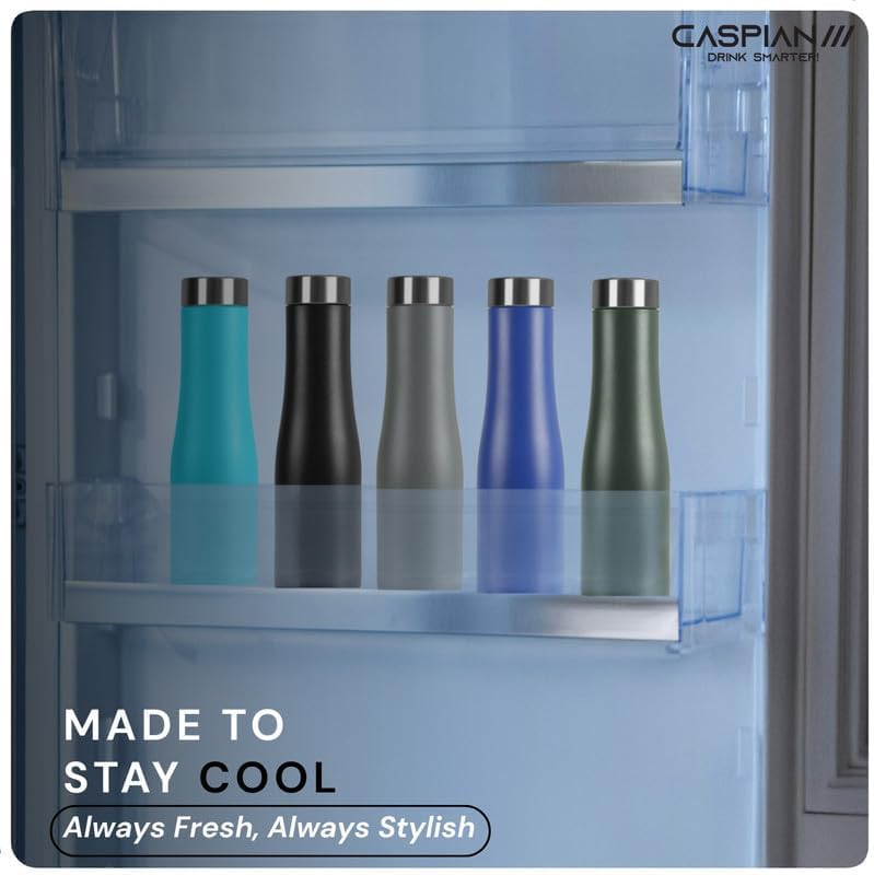 Caspian Aqua Customised Stainless Steel Water Bottle 1L, with Logo Print - Personalised Water Bottle with Your Name Print for Kids Girls Boys Office School Gym- Perfect for Corporate Gifting R-Blue