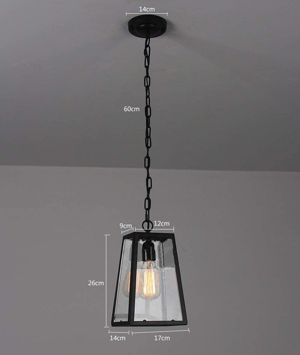 Lámpara colgante Lámpara colgante de exterior Negro Retro IP44 Techo Vintage Hierro industrial + Vidrio Lámpara de pared Impermeable Pabellón impermeable Villa Loft Araña Lámpara de exterior