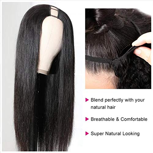 Beauty Forever Straight U Part Wig Human Hair Wigs 4X1 Inch Leave Out, Brazilian Virgin Hair Glueless Human Hair Upgrade Upart Wig Beginner Friendly No Sew In No Glue 150% Density 18 Inch #TOP3