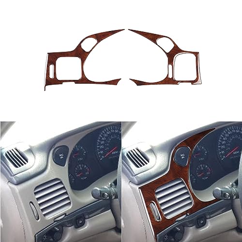PJFUS Car Dashboard Speedometer Panel A/C Outlet Vent Frame Bright Wood Grain Sticker Compatible with Chevrolet Impala 2000 2001 2002 2003 2004 Auto Premium Interior Accessories(Wood Grain)
