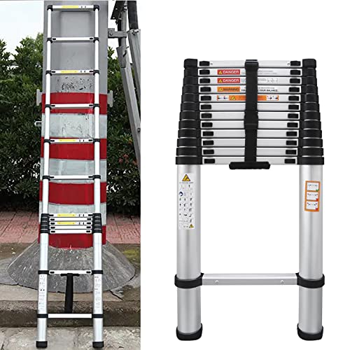 10.5FT Telescopic Ladder EN131, Portable Extendable Ladder, Aluminum Telescoping Ladder Straight Ladder Loft Home Office Outdoors, Max Capacity 330LB