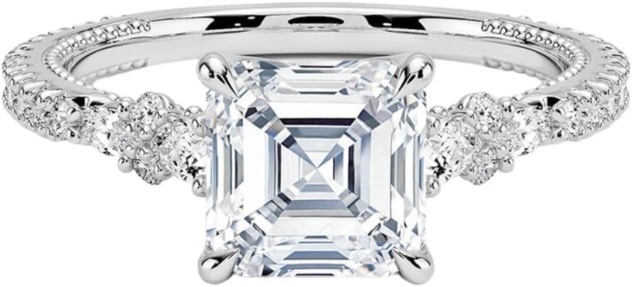 1-3 CT Asscher Cut Colorless VVS1 Moissanite Engagement Ring for Women | Nature-Inspired Bridal Ring | 10K, 14K, 18K Solid Gold & 925 Sterling Silver | Valentine Gift