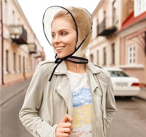 BOBOZHONG Regenhaube mit Visier,5 Stück Wiederverwendbar,Klar Wasserdicht Regenschal Regenhut für Damen,Regenschutz Überkopf Regenmütze für Damen Lady Regenbekleidung