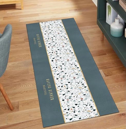 Alfombra verde para pasillo de 70x160 cm lavable moderna 2