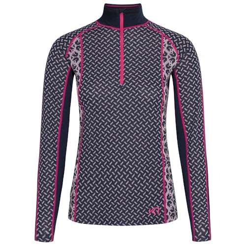 Photo de Kari Traa Femme Lekker Half Zip T-Shirt Long, Dark Navy Blue, L