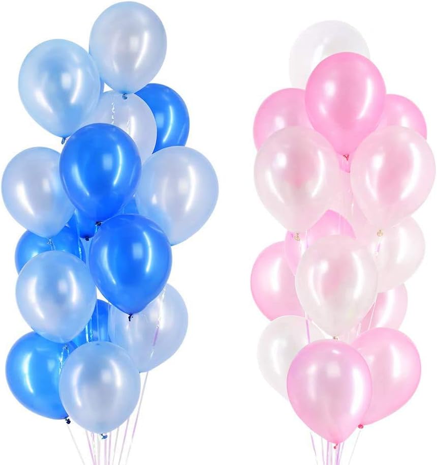 12" Latex Balloons Mix - Pack of 32 - Pink and Blue Gender Reveals Party Decorations