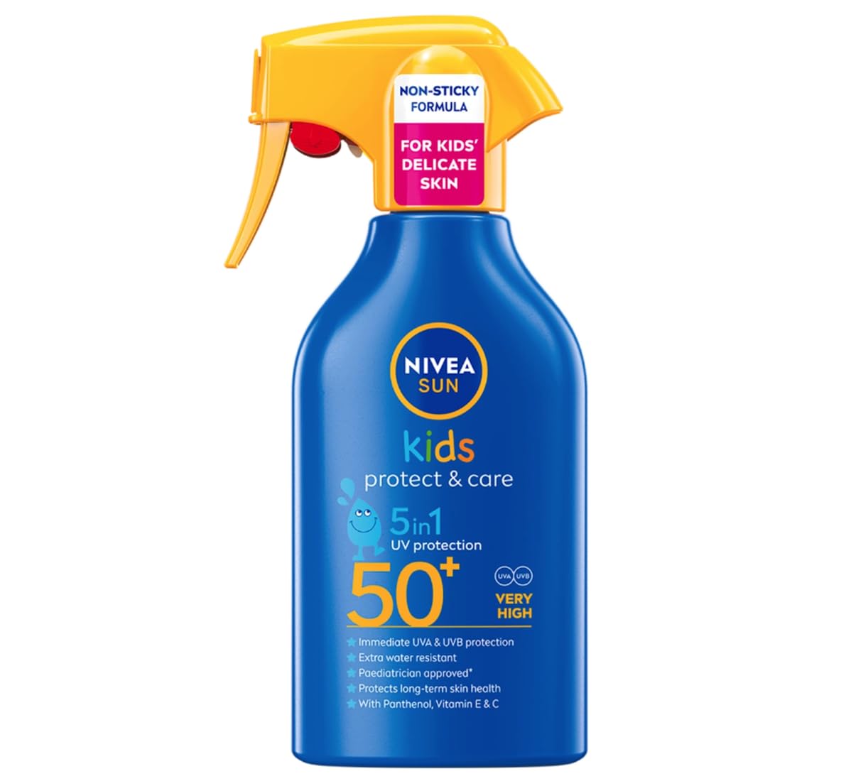 NIVEA SUN Kids Protect & Care Spray Lotion 250 ml European Import, Gentle Spray Lotion, Easy Application Body Care, Water-Resistant Formula, Family Outdoor Skin Care, Large Size 8.45 fl oz