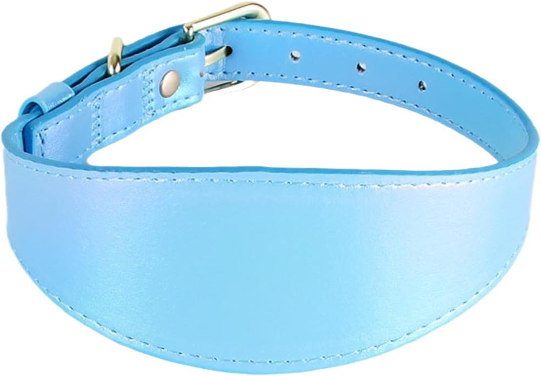 Collar Reflectante de Cuero sintético de Colores for Perros, Suave, Ancho y Resistente al Agua, Personalizado. ，Collar de Perro(Blue,M)