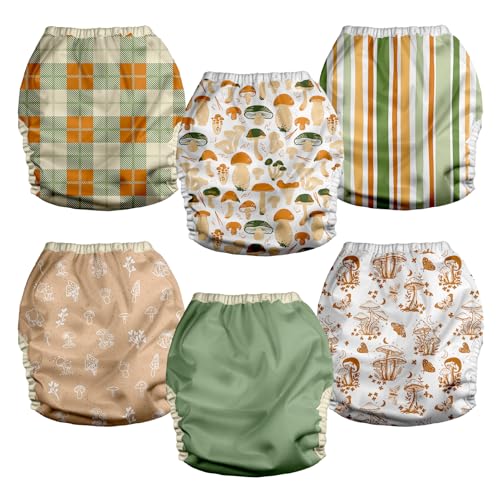 Image of Mama Koala Reusable Adjustable Cloth Diaper Covers with Double Gusset for Girls and Boys, Snap Closure, Size M (Vibrant Mush-M)