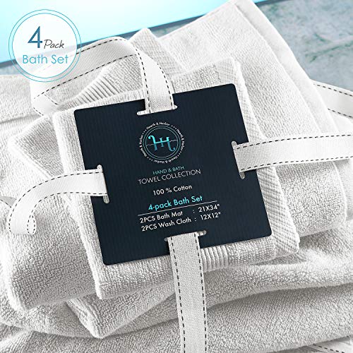 Image of Hearth & Harbor Bath Mat Towels - 100% Ring Spun Cotton Luxury Towels - Ultra Soft & Highly Absorbent, Bathroom Towels, Floor Mat - White