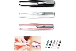 1st Choice 3 Stainless Steel Make Up LED Light Eyelash Eyebrow Hair Removal Lighted Tweezer