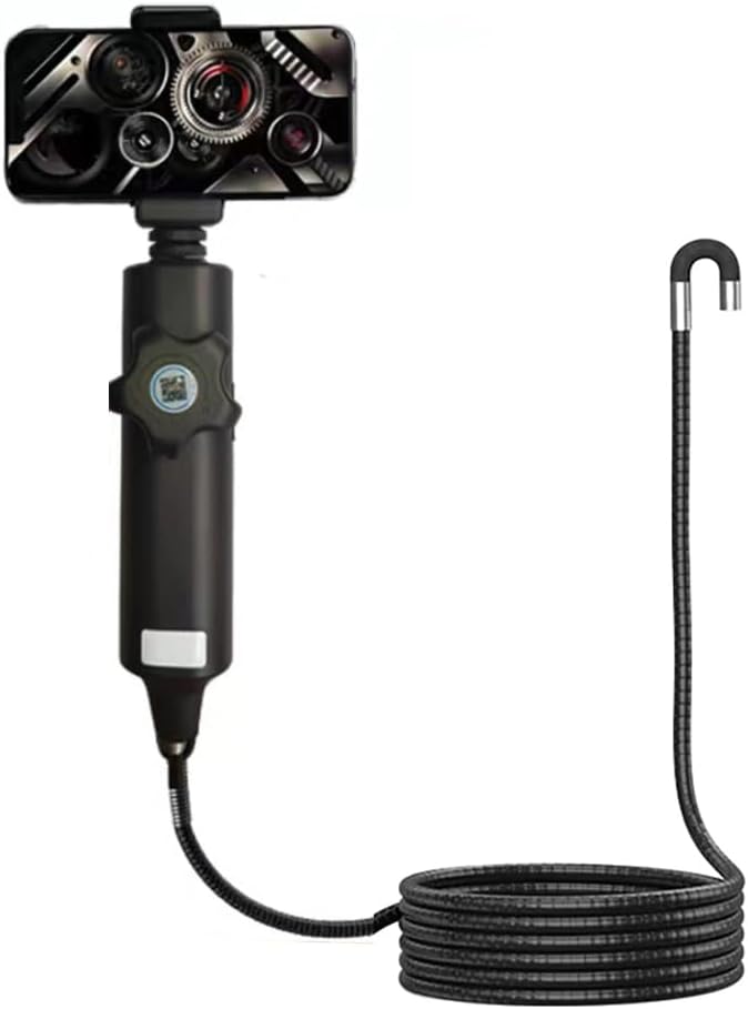 Articulating Borescope Inspection Camera, 180° Rotatable Head, 1M/3.28FT, IP67 Waterproof, 6 LED Lights, Android iOS Compatible