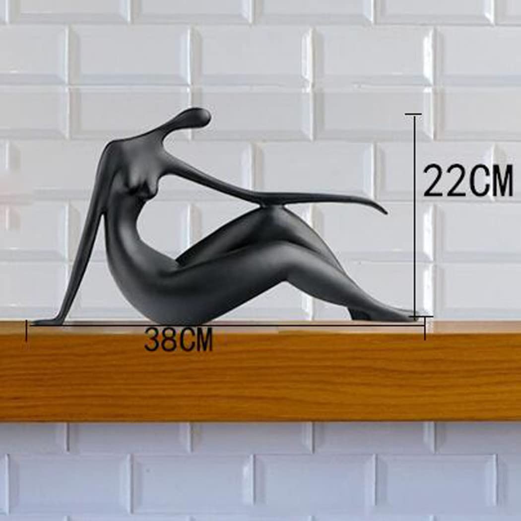LGYKUMEG Modern skulptur Frau Wohnzimmer deko,nackte Frau Figur, Körperkunst Extrem einfache Statue Charakter, HomeOffice Bücherregal Dekor,Weiß,38 * 22cm