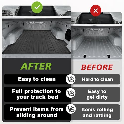 Image of TripleAliners Truck Mat Compatible with 2024-2026 Chevrolet Silverado EV WT 5.9FT Accessories, Truck Bed Mat Heavy Duty Custom Fit All Weather Protection TPE Pickup Liner