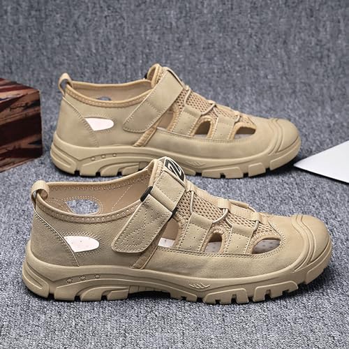 Breathable Beach Shoes Outerwear Non-Slip Baotou Men's ls Extra Wide Shoes Men Khaki2