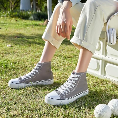 Image of ZGR Womens High Top Canvas Sneakers,Lace-up Canvas Shoes,Casual Tennis Walking Shoes
