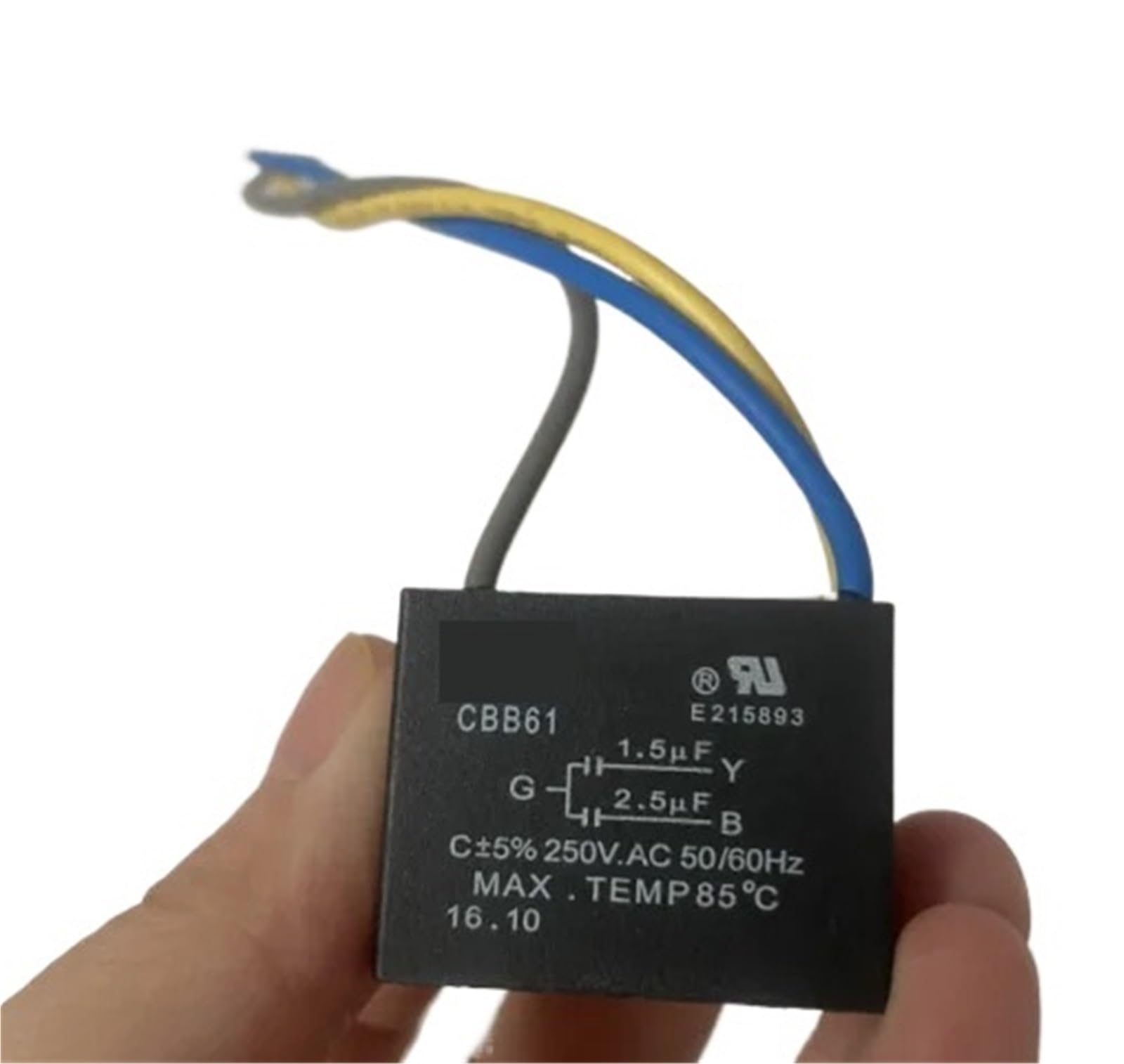 1 Uds. Condensador negro CBB61 1,5 uF + 2,5 uF 3 cables CA 250V 50/60Hz for ventilador de techo